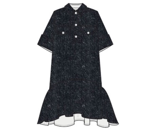 GANNI J1885 SOFT RIGID DENIM MINI DRESS BLACK WASHED